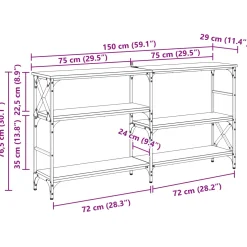 vidaXL Wandtafel Artisan Eiken 150 x 29 x 76,5 cm Bewerkt hout