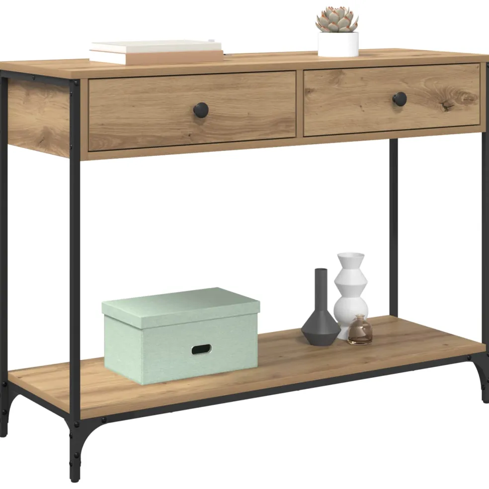 vidaXL Wandtafel Artisan Eiken 100 x 34,5 x 75 cm Bewerkt hout