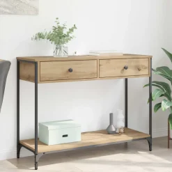 vidaXL Wandtafel Artisan Eiken 100 x 34,5 x 75 cm Bewerkt hout