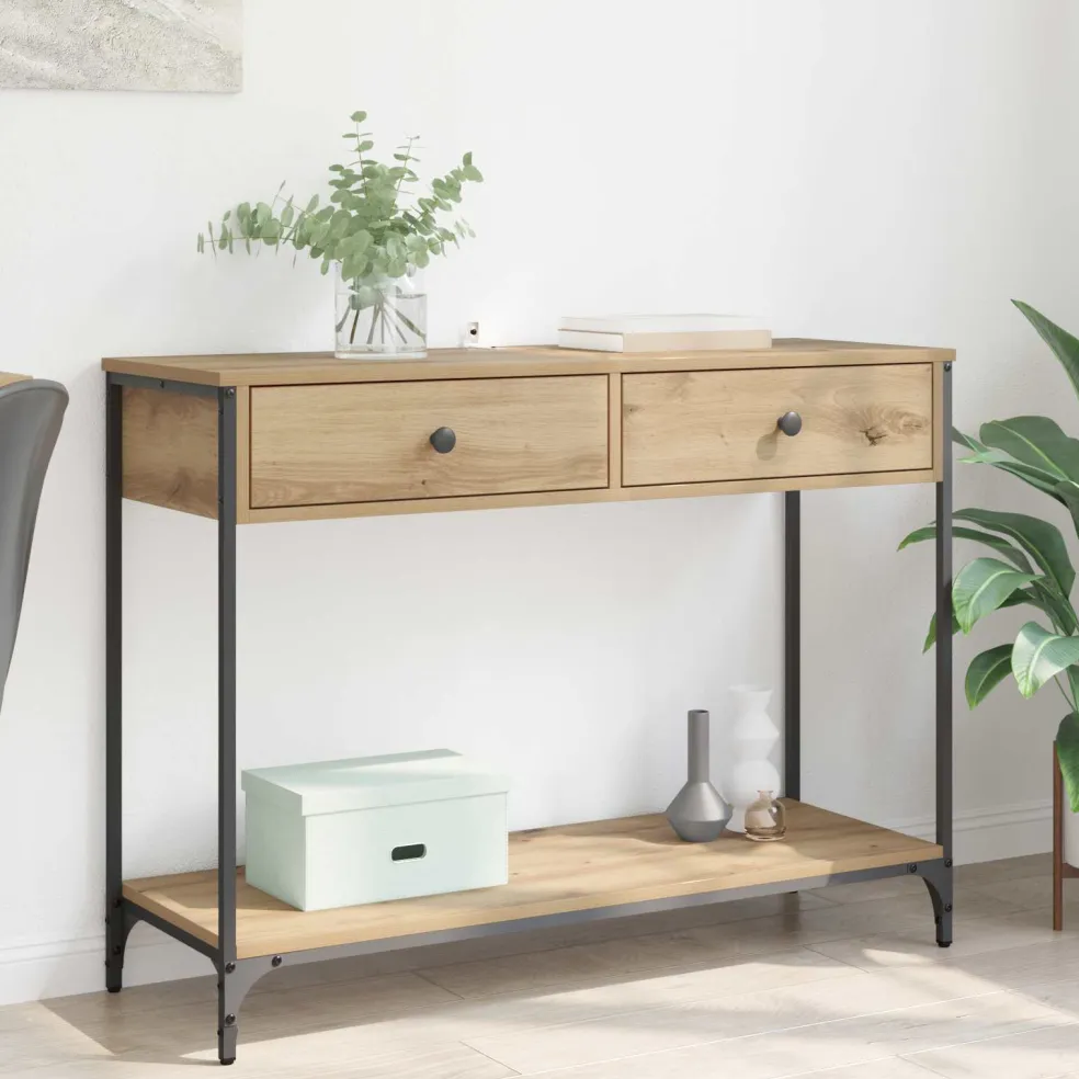 vidaXL Wandtafel Artisan Eiken 100 x 34,5 x 75 cm Bewerkt hout