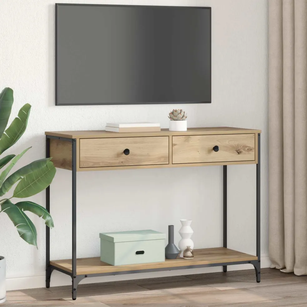 vidaXL Wandtafel Artisan Eiken 100 x 34,5 x 75 cm Bewerkt hout