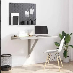 vidaXL Wandtafel inklapbaar 100x60x56 cm bewerkt hout betongrijs