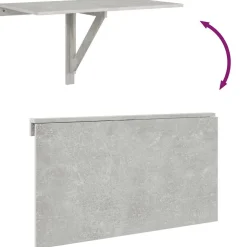 vidaXL Wandtafel inklapbaar 100x60x56 cm bewerkt hout betongrijs