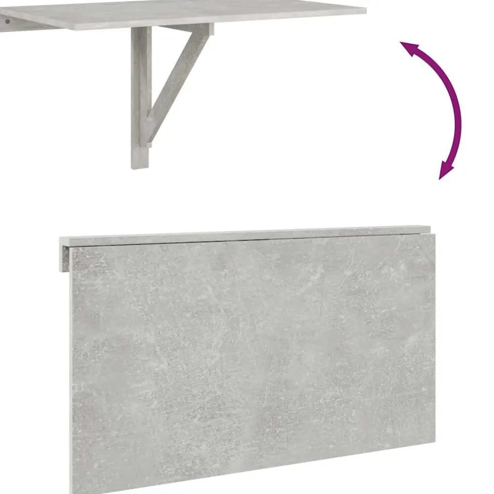 vidaXL Wandtafel inklapbaar 100x60x56 cm bewerkt hout betongrijs