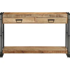 vidaXL Wandtafel met lade Bruin 120 x 33 x 75 cm Massief Mango Hout