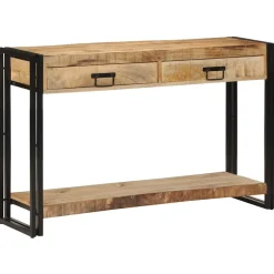 vidaXL Wandtafel met lade Bruin 120 x 33 x 75 cm Massief Mango Hout