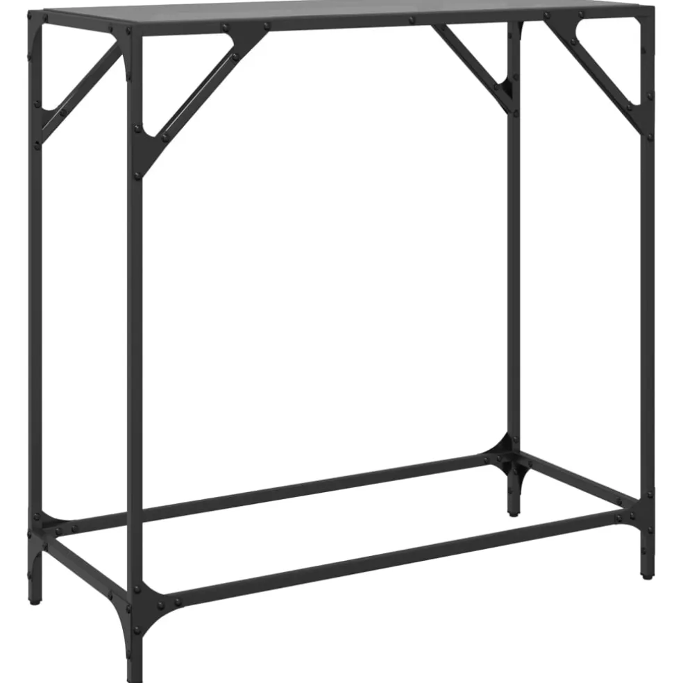 vidaXL Wandtafel met zwart glazen blad 80x35x81 cm staal