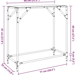 vidaXL Wandtafel met zwart glazen blad 80x35x81 cm staal