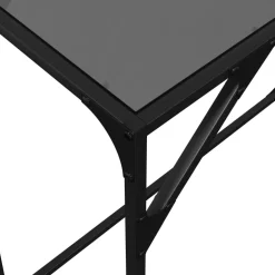 vidaXL Wandtafel met zwart glazen blad 80x35x81 cm staal