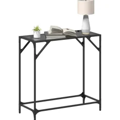 vidaXL Wandtafel met zwart glazen blad 80x35x81 cm staal