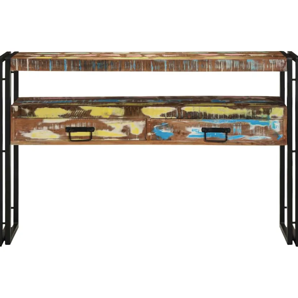 vidaXL Wandtafel Multikleur 120 x 33 x 75 cm Massief Gerecycled Hout