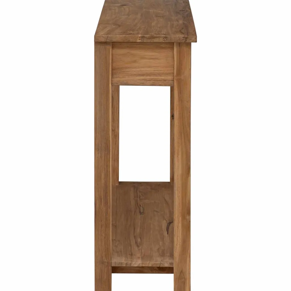 vidaXL Wandtafel Naturel 90 x 30 x 80 cm Massief Teakhout