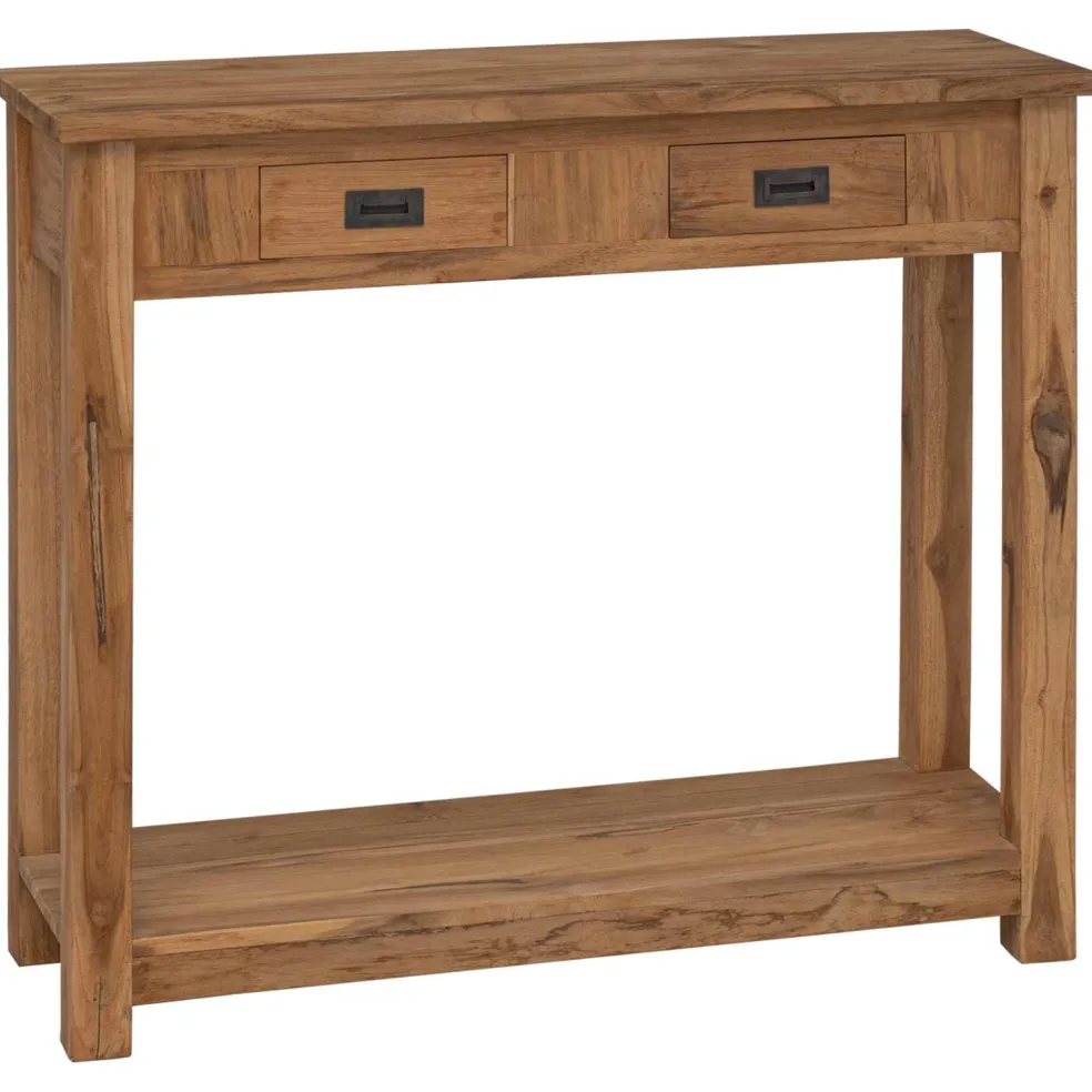 vidaXL Wandtafel Naturel 90 x 30 x 80 cm Massief Teakhout