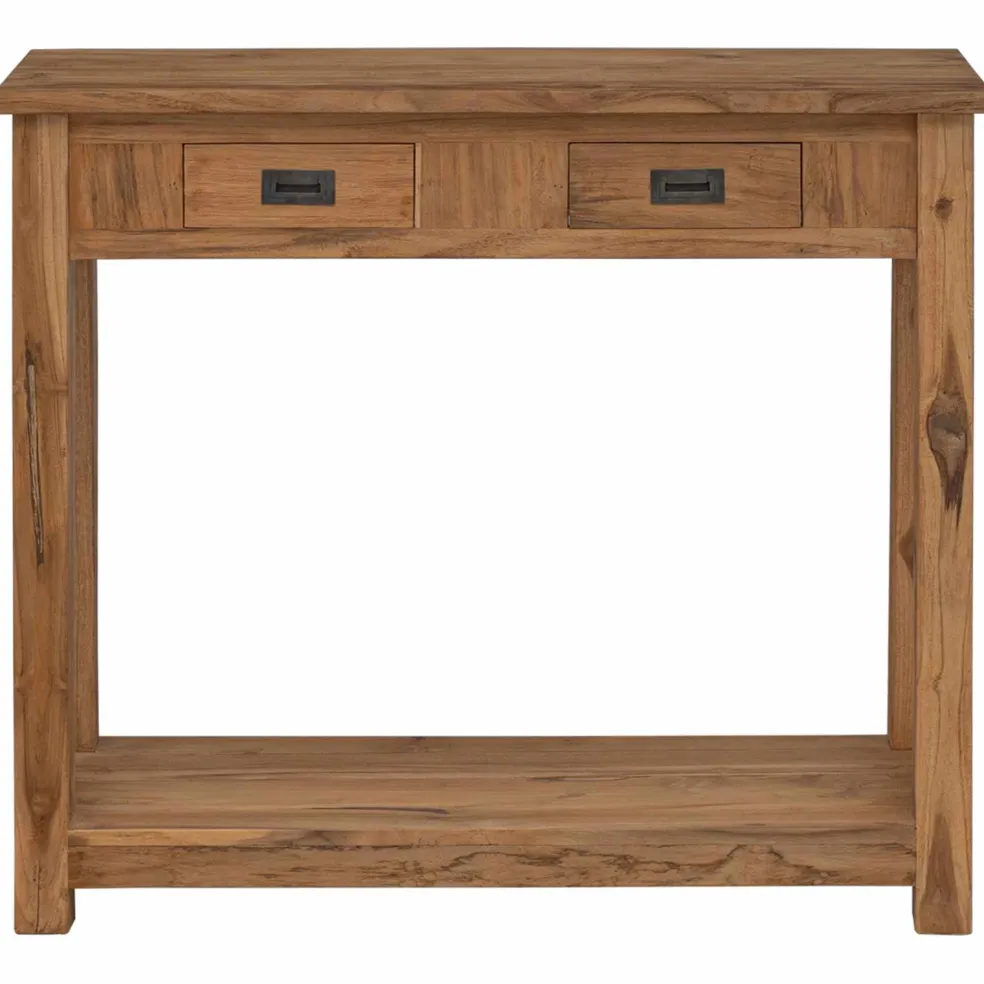 vidaXL Wandtafel Naturel 90 x 30 x 80 cm Massief Teakhout