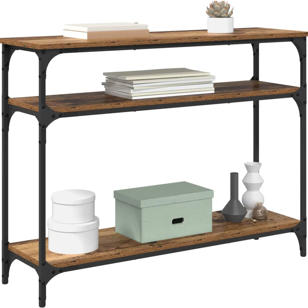 vidaXL Wandtafel Oud Hout 100 x 29 x 75 cm Bewerkt hout