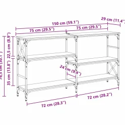 vidaXL Wandtafel Oudhout 150 x 29 x 76,5 cm Bewerkt hout