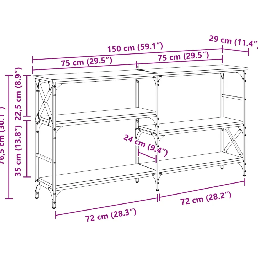 vidaXL Wandtafel Oudhout 150 x 29 x 76,5 cm Bewerkt hout