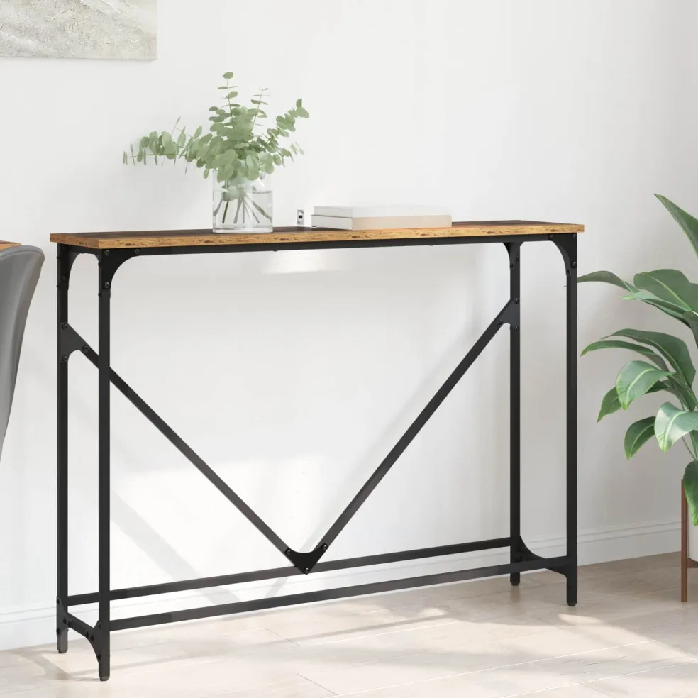 vidaXL Wandtafel Oud Hout 102 x 23 x 75 cm Bewerkt hout