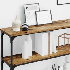 vidaXL Wandtafel Oud Hout 200 x 29 x 75 cm Geperst Hout en Metaal