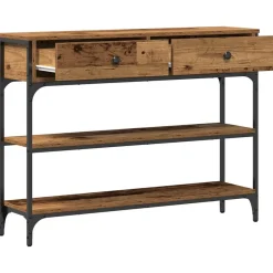 vidaXL Wandtafel Oudhout 100 x 25 x 75 cm Bewerkt hout