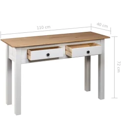 vidaXL Wandtafel Panama Range 110x40x72 cm massief grenenhout wit