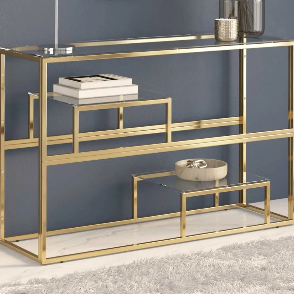 vidaXL Wandtafel roestvrijstaal en gehard glas goudkleurig