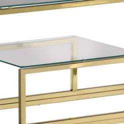 vidaXL Wandtafel roestvrijstaal en gehard glas goudkleurig