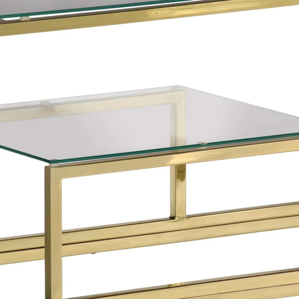 vidaXL Wandtafel roestvrijstaal en gehard glas goudkleurig