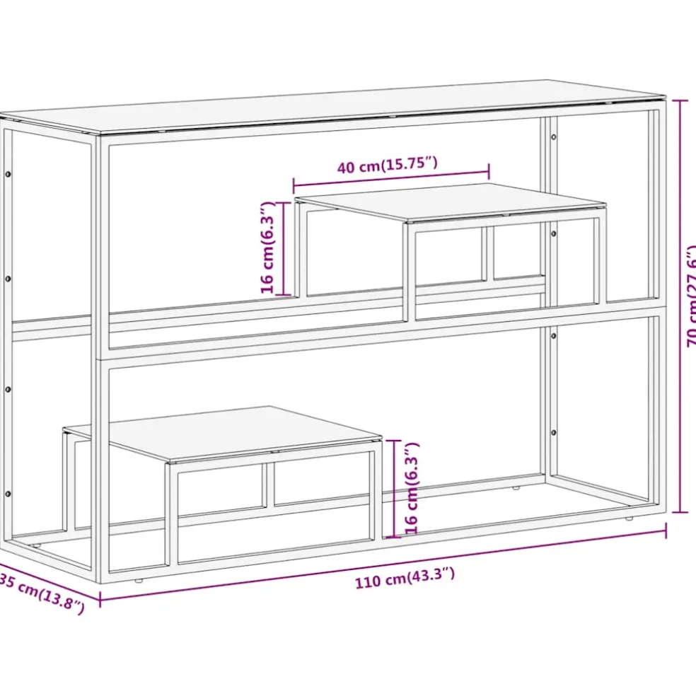 vidaXL Wandtafel roestvrijstaal en gehard glas goudkleurig