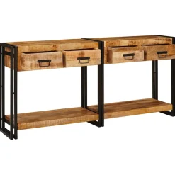 vidaXL Wandtafels 2 st Bruin 161 x 33 x 75 cm Massief Mango Hout