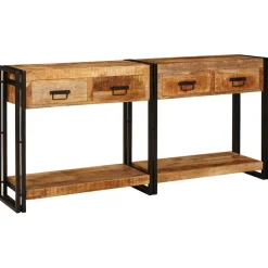 vidaXL Wandtafels 2 st Bruin 161 x 33 x 75 cm Massief Mango Hout