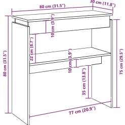 vidaXL Wandtafel 80x30x80 cm bewerkt hout wit