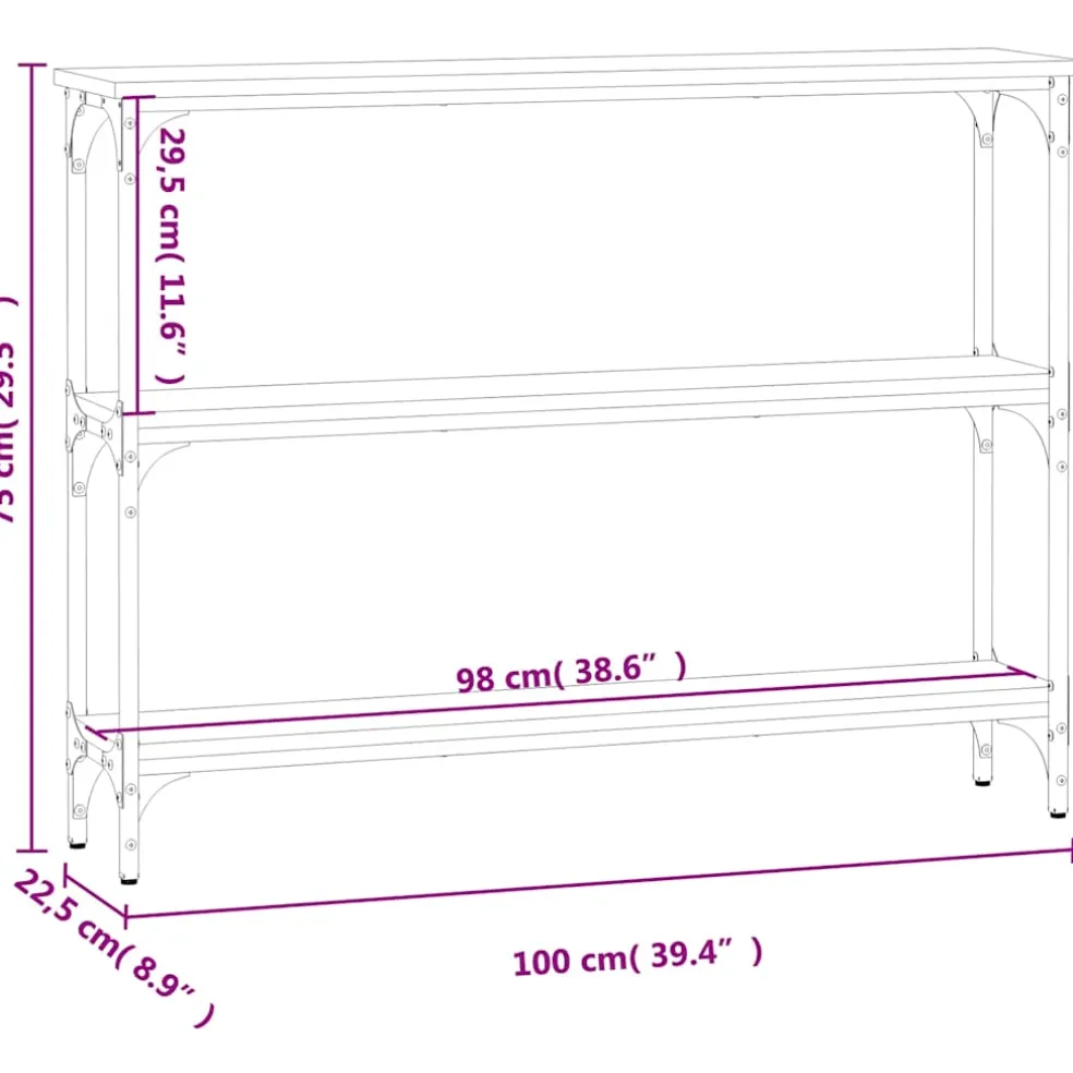 vidaXL Wandtafel 100x22,5x75 cm bewerkt hout zwart