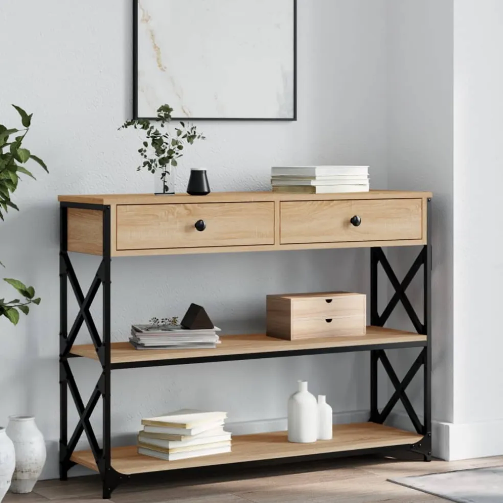 vidaXL Wandtafel 100x28x75 cm bewerkt hout sonoma eikenkleurig
