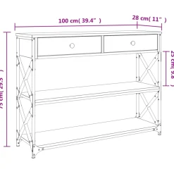 vidaXL Wandtafel 100x28x75 cm bewerkt hout sonoma eikenkleurig