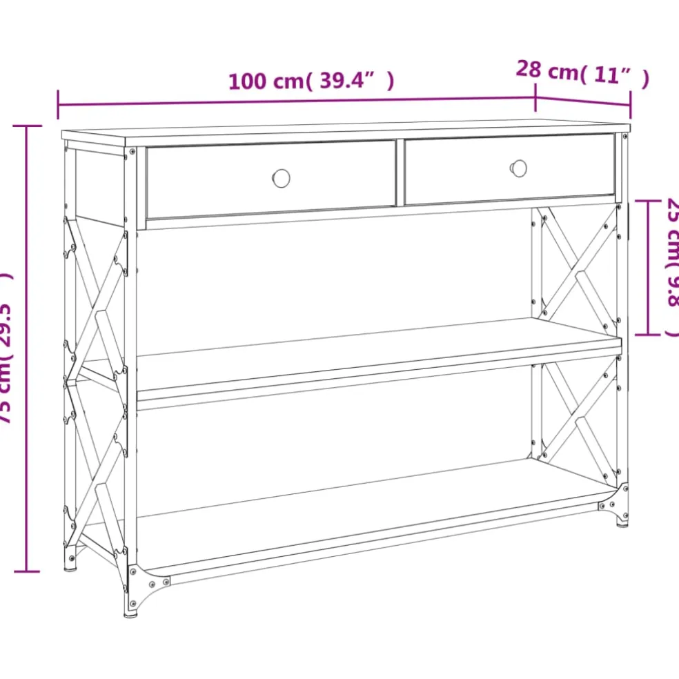 vidaXL Wandtafel 100x28x75 cm bewerkt hout sonoma eikenkleurig