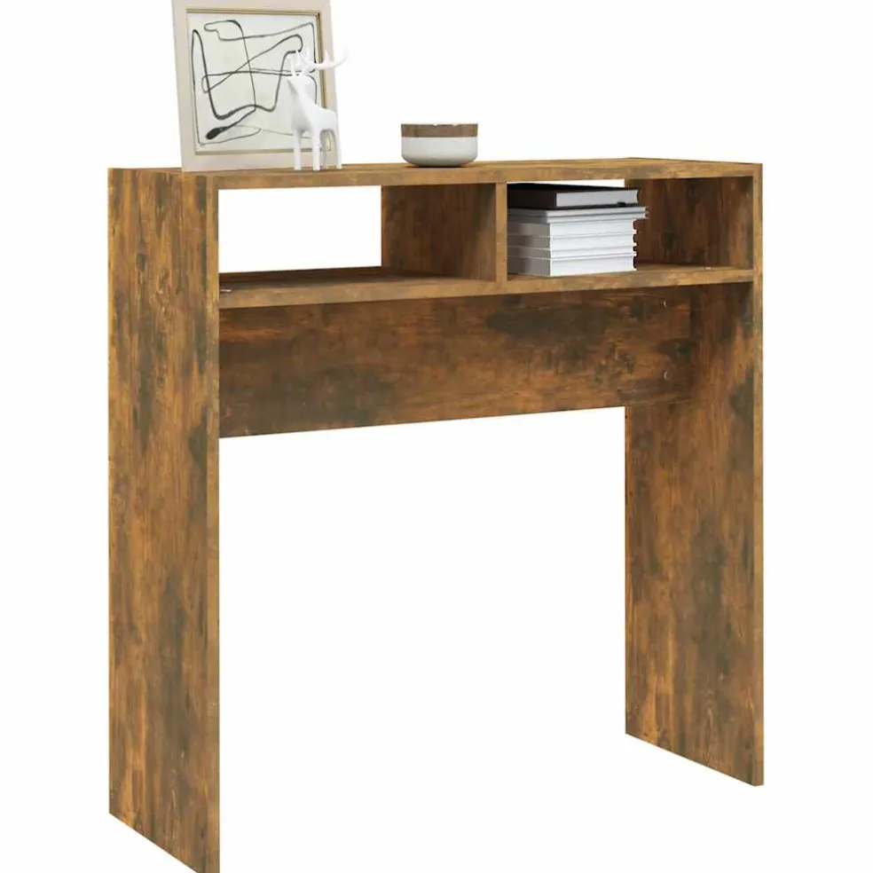 vidaXL Wandtafel 78x30x80 cm bewerkt hout gerookt eikenkleurig