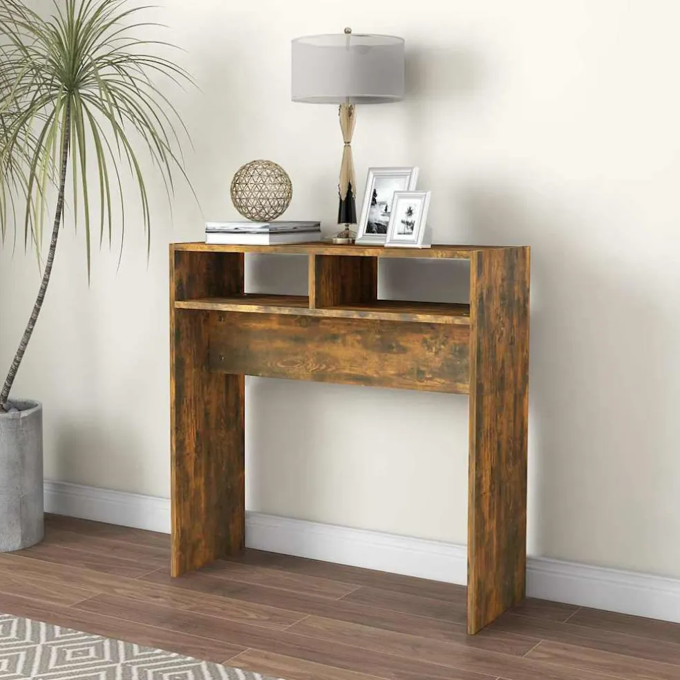 vidaXL Wandtafel 78x30x80 cm bewerkt hout gerookt eikenkleurig