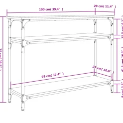 vidaXL Wandtafel 100x29x75 cm bewerkt hout grijs sonoma eikenkleurig