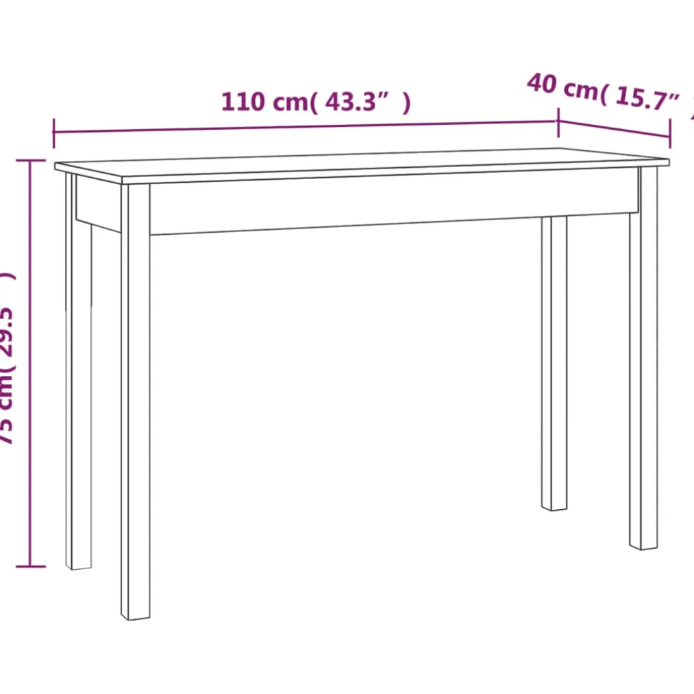 vidaXL Wandtafel 110x40x75 cm massief grenenhout