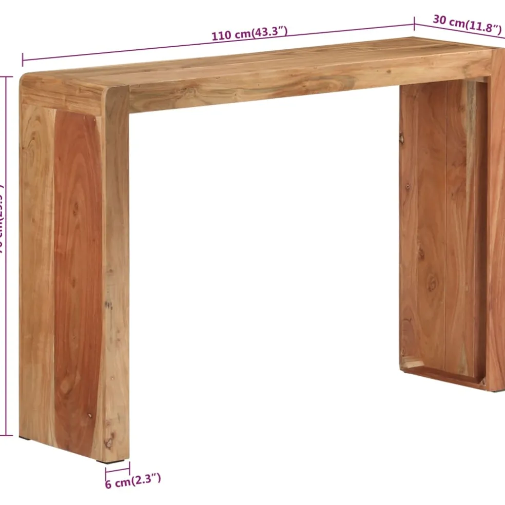 vidaXL Wandtafel 110x30x76 cm massief acaciahout