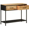 vidaXL Wandtafel 100x35x76 cm massief mangohout en ijzer
