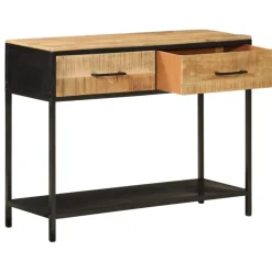 vidaXL Wandtafel 100x35x76 cm massief mangohout en ijzer