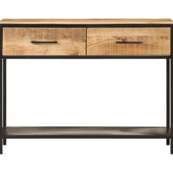 vidaXL Wandtafel 100x35x76 cm massief mangohout en ijzer