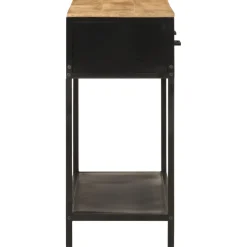 vidaXL Wandtafel 100x35x76 cm massief mangohout en ijzer