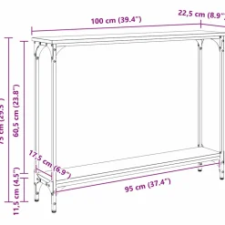 vidaXL Wandtafel Zwart Eiken 100 x 22,5 x 75 cm Bewerkt hout