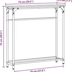 vidaXL Wandtafel Zwart Eiken 75 x 19,5 x 75 cm Bewerkt hout