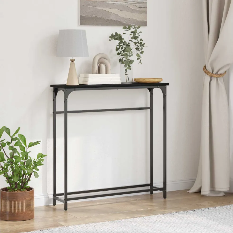 vidaXL Wandtafel Zwart Eiken 75 x 19,5 x 75 cm Bewerkt hout