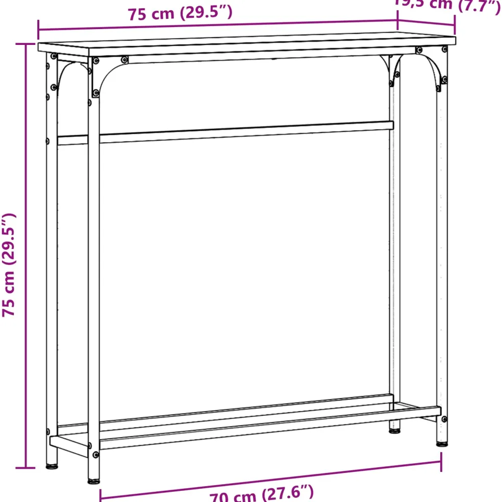 vidaXL Wandtafel Zwart Eiken 75 x 19,5 x 75 cm Bewerkt hout