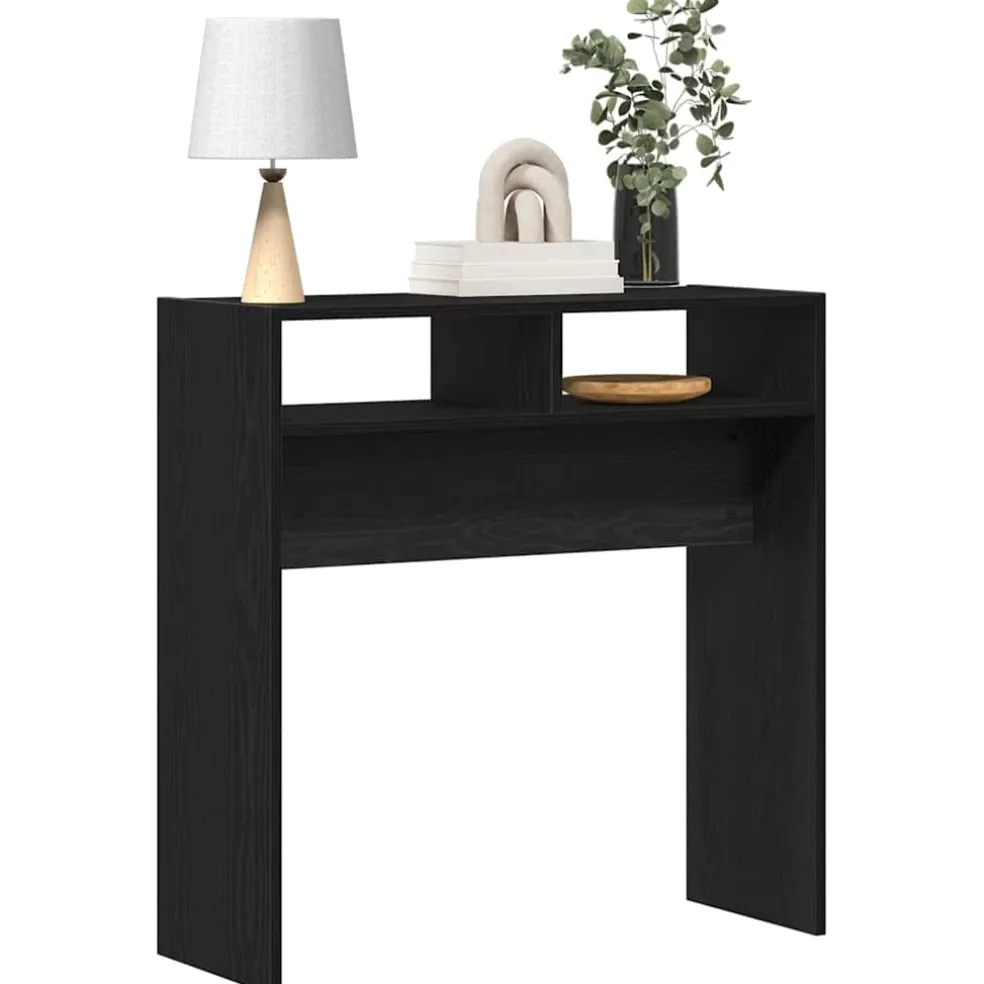 vidaXL Wandtafel Zwart Eiken 78 x 30 x 80 cm Bewerkt hout